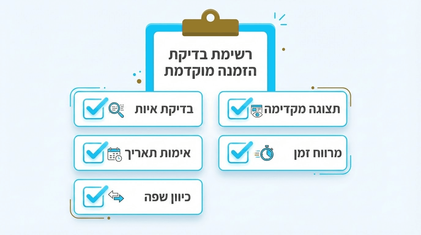 צ'ק-ליסט לפני אישור הזמנת מתנה אישית