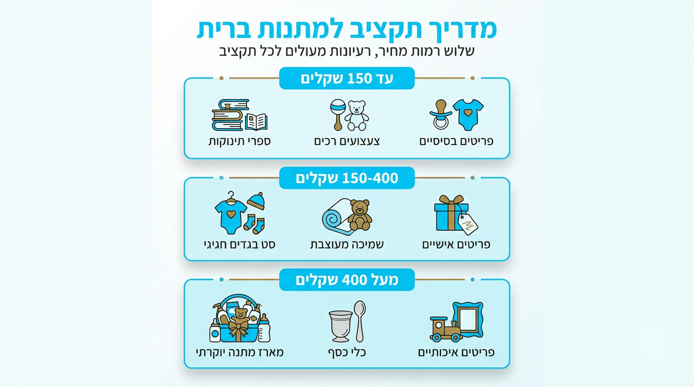 מתנה לברית לפי תקציב - מדריך מעשי