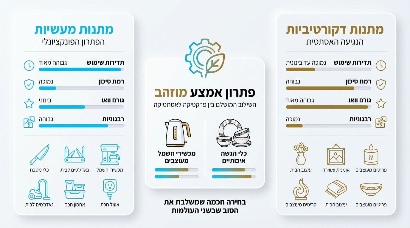 השוואה בין מתנה פרקטית לדקורטיבית