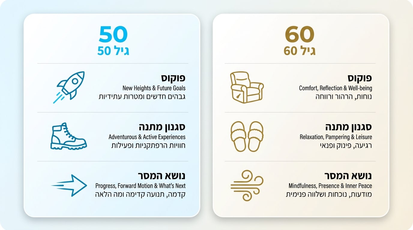 ההבדל בין מתנה ליום הולדת 50 ל-60